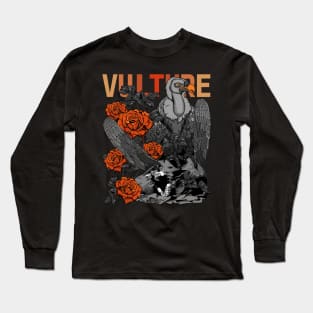 Vulture Roses Skull Painting for Vintage Long Sleeve T-Shirt